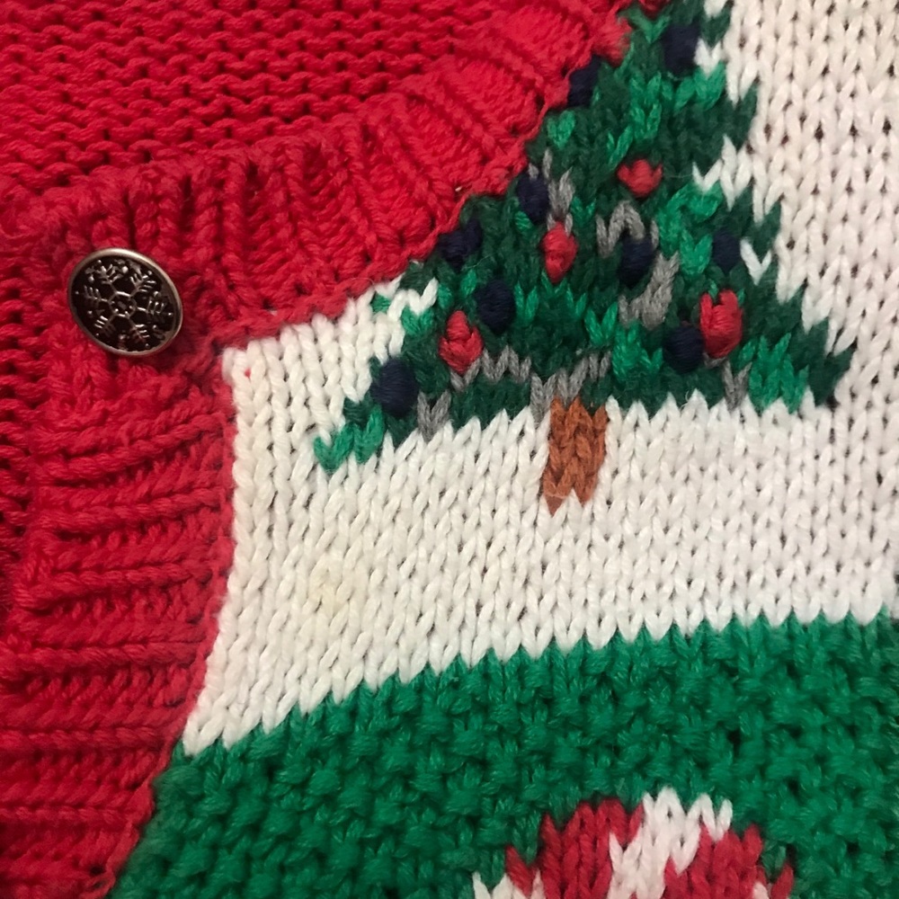 Vintage Christmas Cardigan Knitted by Hand - Picture 6 of 12